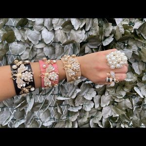 Pearl & Crystal bee Bracelet on Leather